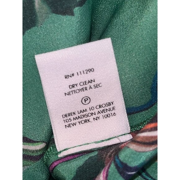 Derek Lam 10 Crosby Emerald Green Floral Button Down Silk Dress  Size 0 Womens - Picture 9 of 11